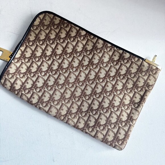 Vintage Christian Dior Logo Print Canvas Clutch Unisex - Picture 12 of 15